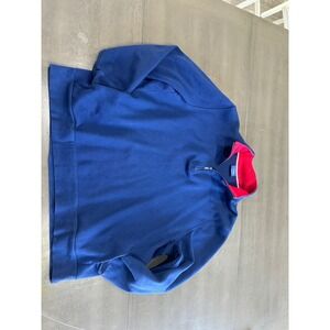 Le Tigre Mens XL Quarter Zip Pullover Sweatshirt Royal Blue Red Mock Neck Pocket
